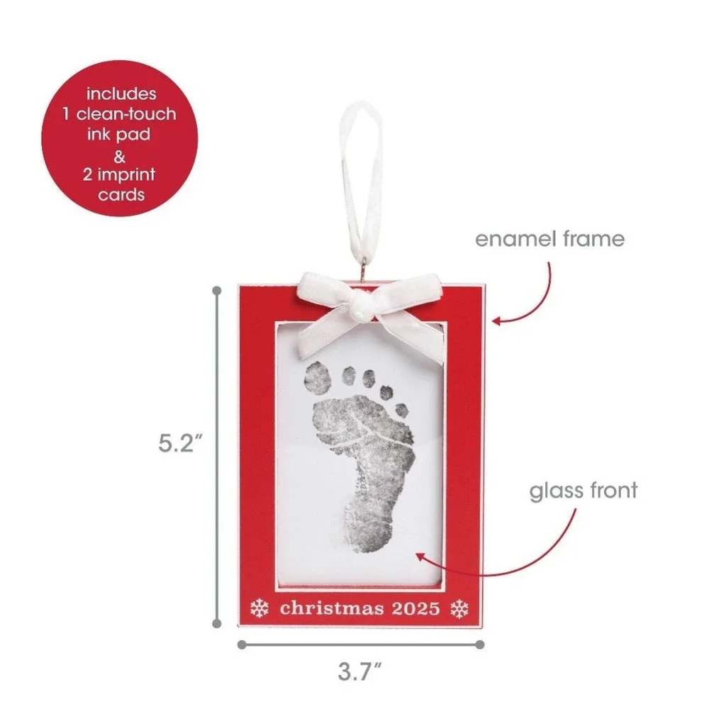 Pearhead Babyprints Photo Ornament Newborn Baby Handprint Footprint DoubleSided